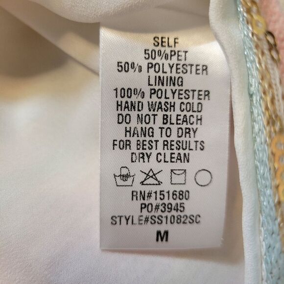 Storia Pastel Pink Blue White Gold Striped Sequin Mini A-line Skirt - Picture 7 of 10